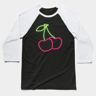 80's Gift 80s Retro Neon Sign Cherry Baseball T-Shirt